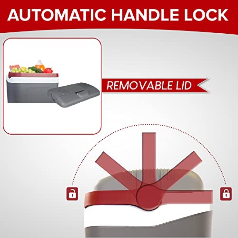 Koolatron 전기 휴대용 쿨러 플러그 인 12V 자동차 쿨러 25L(26qt), 얼음 없음 열 전기 휴대용 냉장고, 캠핑용, 여행용 도로 여행 트럭 운송, 12V DC 전원 코드 포함, 회색/흰색.