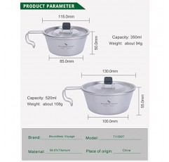 무한 항해 티타늄 시에라 그릇 컵 냄비 야외 캠핑 하이킹 휴대용 머그잔 식기에 대 한 손잡이 뚜껑