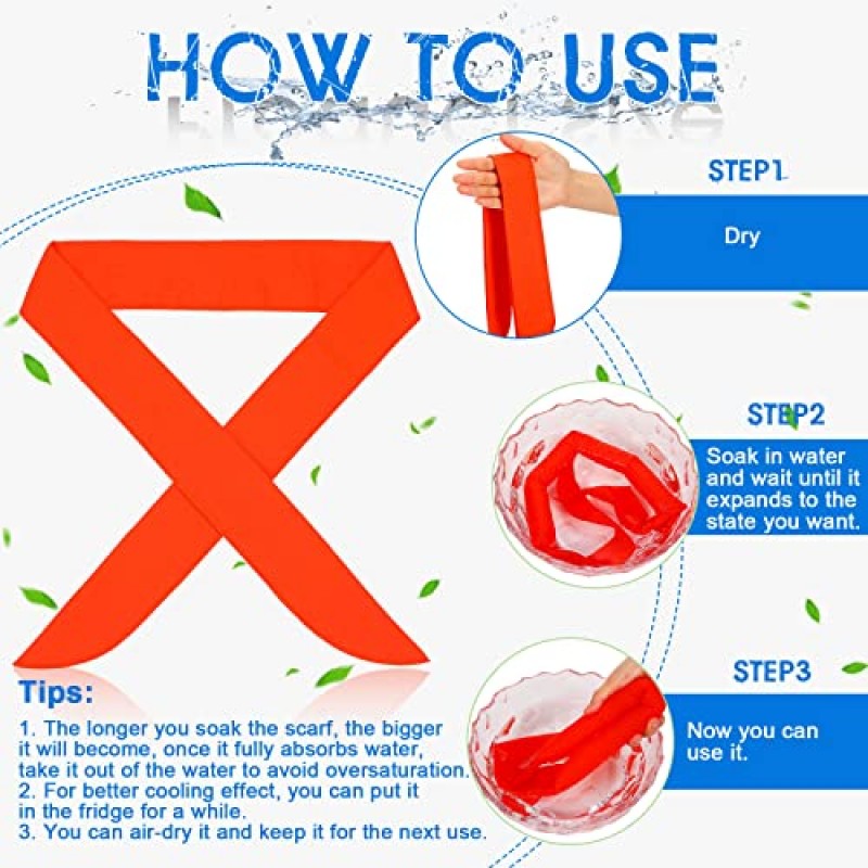 Vicenpal 냉각 목 랩 냉각 두건 목 쿨러 아이스 스카프 칼라 머리띠 스포츠 여름 더위 여성 남성 키드 개