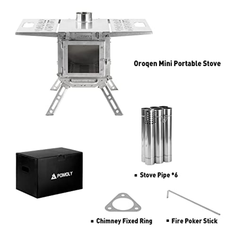 Oroqen 미니 스테인레스 스틸 스토브 | 핫텐트 캠핑용 휴대용 스토브 | 포몰리 2023