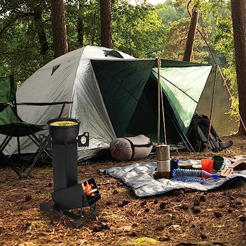 캠핑, 하이킹, 피크닉, 사냥 및 기타 야외 활동을 위한 Neature 헤비 듀티 소형 휴대용 로켓 스토브 목재 굽기 캠핑 스토브