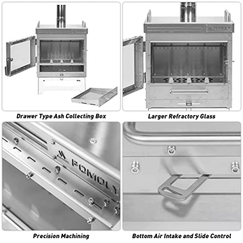 POMOLY 거주자 스테인레스 스틸 스토브 | 핫텐트 캠핑용 야외용 스토브