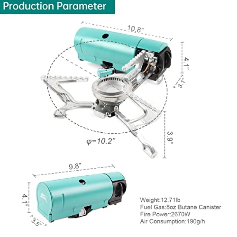 BRS 휴대용 부탄 스토브 접이식 캠핑 가정용 가스 버너 휴대용 가방 포함(BRS-99)(마스 그린)