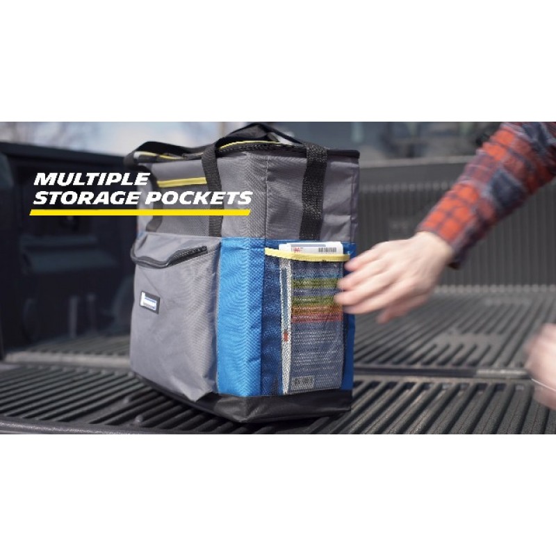 Michelin 전기 휴대용 쿨러 플러그 인 12V 차량용 쿨러/워머, 15qt(14L), 휴대용 자동차 냉장고(USB 충전 포트 포함), 블루/블랙, DC 전원 코드 포함, 어깨 끈, 코드 보관함, 여행 낚시 트럭 여행