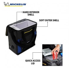 Michelin 전기 휴대용 쿨러 플러그 인 12V 차량용 쿨러/워머, 15qt(14L), 휴대용 자동차 냉장고(USB 충전 포트 포함), 블루/블랙, DC 전원 코드 포함, 어깨 끈, 코드 보관함, 여행 낚시 트럭 여행