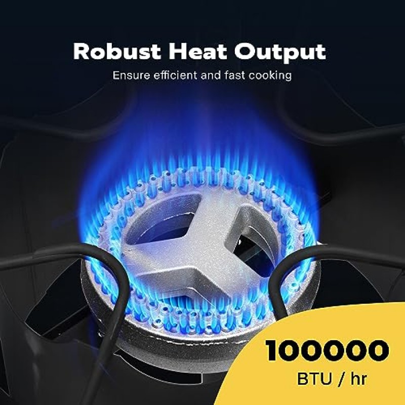 VIVOHOME 단일 프로판 야외 버너 100,000 BTU 조절 가능한 다리가 있는 캠핑 스토브, 캠프 요리용 가스 스토브