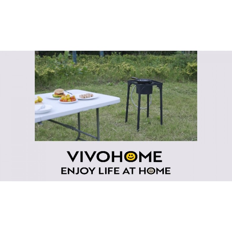 VIVOHOME 단일 프로판 야외 버너 100,000 BTU 조절 가능한 다리가 있는 캠핑 스토브, 캠프 요리용 가스 스토브