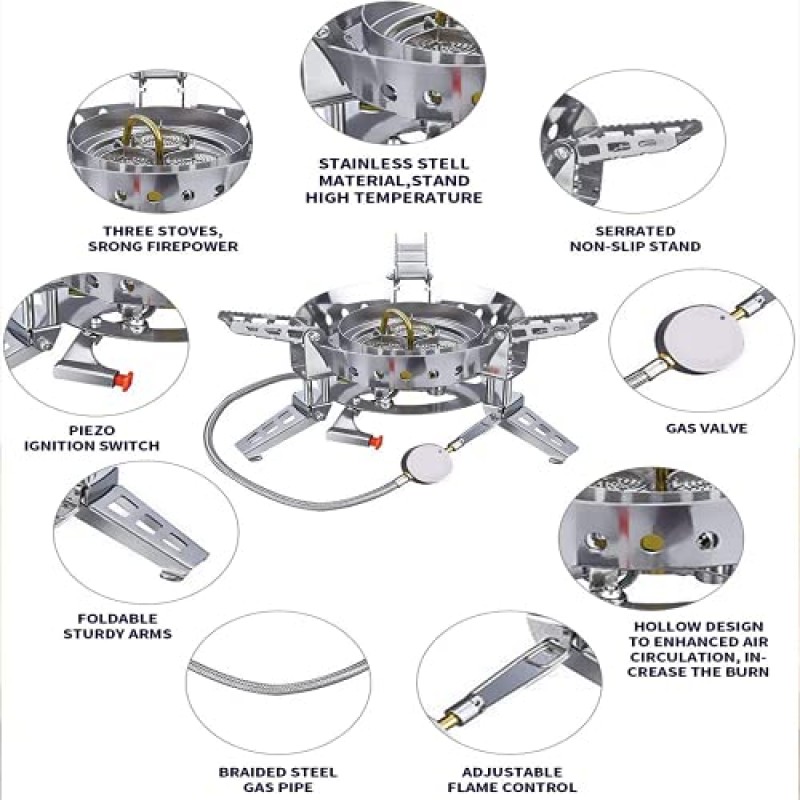 Bulin 배낭 스토브 3800W/5800W/6800W/18000W 캠핑 가스 스토브 야외 캠핑 하이킹을위한 휴대용 캠프 스토브 접이식 경량 방풍 프로판 스토브