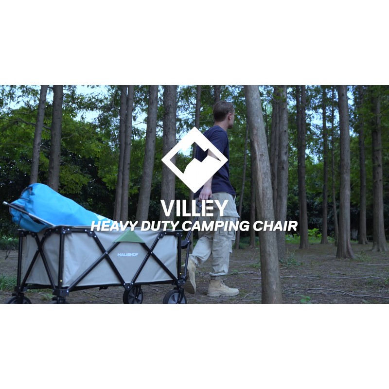 VILLEY 캠핑 의자, 대형 접이식 캠프 의자, 휴대용 야외 의자, 패딩 처리된 시트가 포함된 450파운드 지원, 쿨러 백, 컵 홀더, 휴대용 가방, 녹색