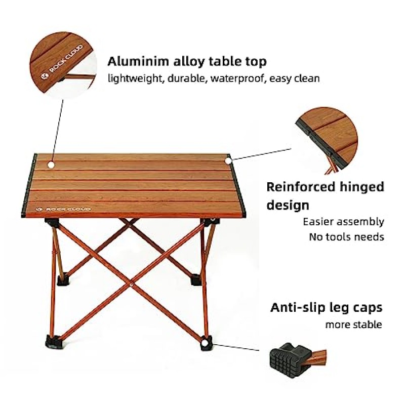 ROCK CLOUD 휴대용 캠핑 테이블 초경량 알루미늄 캠프 테이블 캠핑 하이킹 배낭 야외 피크닉을위한 접이식 해변 테이블