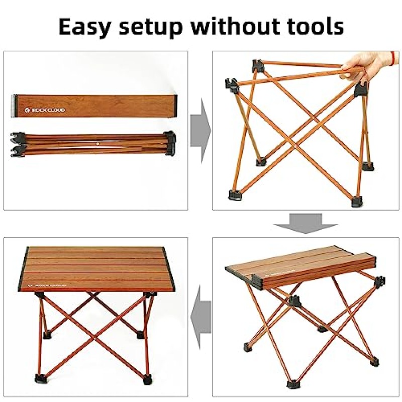 ROCK CLOUD 휴대용 캠핑 테이블 초경량 알루미늄 캠프 테이블 캠핑 하이킹 배낭 야외 피크닉을위한 접이식 해변 테이블