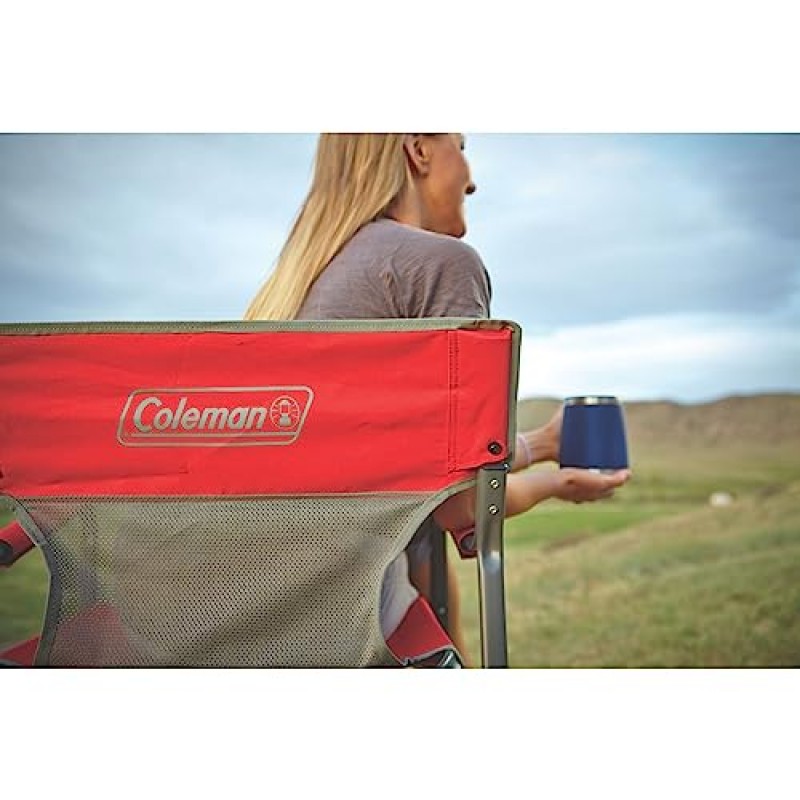 Coleman Outpost Breeze Steel 데크 의자, 패딩 처리된 팔 지지대가 있는 휴대용 접이식 의자 및 편안함을 위한 각진 앉은 자세, 캠핑, 파티오, 테일게이팅, 사이드라인 스포츠 등에 적합