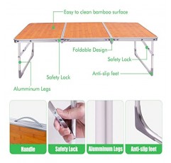 LJMBOEN 접이식 캠핑 테이블, 휴대용 피크닉 테이블 접이식 경량 야외 알루미늄 다리, 해변 파티 피크닉 해변 홈 오피스 요리를위한 3 접이식 해변 테이블 운반 손잡이