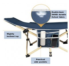 Overmont 대형 캠핑 접이식 침대 - 550LBS 지원 - 28인치 추가 폭 - 휴대용 가방이 포함된 견고한 슬리핑 침대 - 집, 사무실, 해변 및 야외용으로 휴대용 2400D 옥스퍼드 천 업그레이드