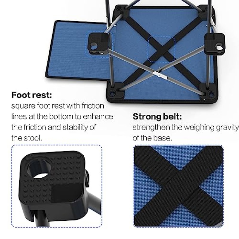 AIWOXING 2 팩 캠핑 의자, 접이식 Samll 의자 캠핑 낚시, 하이킹, 원예 및 해변용 13인치 휴대용 캠프 의자, 휴대용 가방이 포함된 캠핑 시트, 블루
