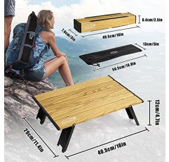 접이식 비치 테이블 초경량 알루미늄, 피크닉 야외 하이킹 배낭, 자연 색상을 위한 미니 접이식 캠핑 테이블