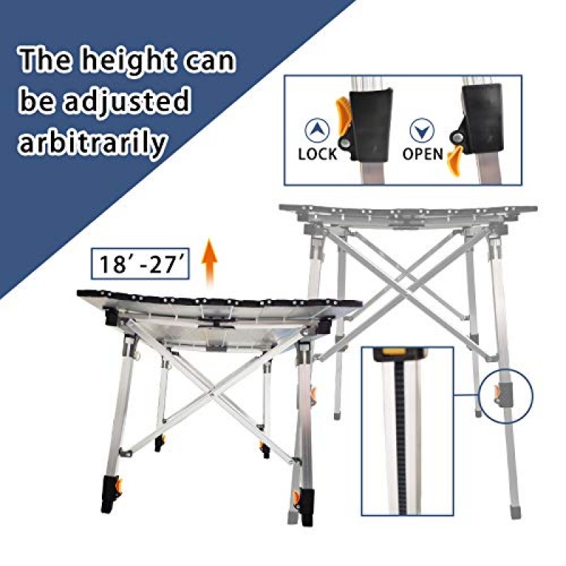 CampLand 알루미늄 테이블 높이 조절 접이식 테이블 캠핑, 해변, 뒷마당, 바베큐, 파티를 위한 캠핑 야외 경량