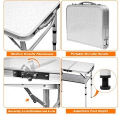 접이식 테이블 소형 경량 휴대용 알루미늄 캠핑 테이블 피크닉 요리 해변, 2피트 및 3 높이를 위한 조절 가능한 높이 다리가 있는 미니 접이식 테이블