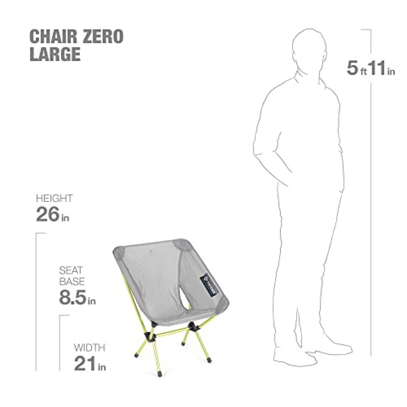 Helinox Chair Zero 대형 초경량 컴팩트 백패킹 의자, 그레이