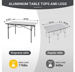KingCamp 캠핑 테이블 접이식 휴대용 테이블 알루미늄은 실내 야외 피크닉 뒷마당, 53.5
