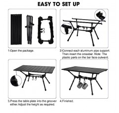 알루미늄 테이블 탑이 있는 HITORHIKE 캠핑 테이블 실내, 실외, 배낭 여행, 바베큐, 해변, 하이킹, 여행, 낚시를 위한 운반용 가방이 있는 초경량 캠프 테이블
