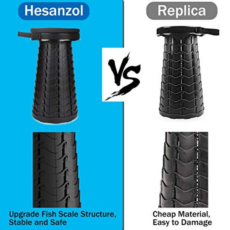 Hesanzol 휴대용 텔레 스코핑 의자, 캠핑 정원 낚시 하이킹 여행 바베큐, 조정 가능한 플라스틱 의자 최대 부하 485lbs를위한 2 세대 개폐식 의자