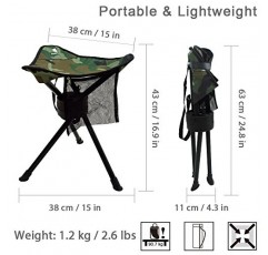 GEERTOP 휴대용 캠핑 회전 접이식 의자 좌석 접이식 캠프 삼각대 의자 하이킹 낚시 사냥 여행을위한 야외 생존 장비