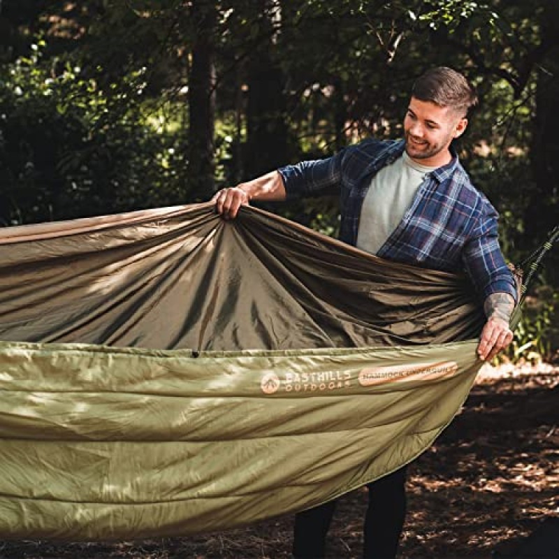 Easthills Outdoors Snuggler Hammock Underquilt - 해먹용 전장 언더퀼트, 캠핑, 백패킹, 하이킹을 위한 4계절 따뜻함 카키/라이트 그린