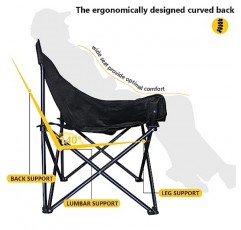 Joyerace 2 세트 접이식 캠핑 의자 지원 400LBS, 휴대용 편안한 해변 의자, 잔디 의자, 휴대용 가방 포함, 검정색