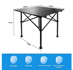 휴대용 캠핑 테이블, 가볍고 내구성이 뛰어난 접이식 테이블 - 조절 가능한 알루미늄 캠프 테이블, 야외 피크닉, 해변, 여행용 휴대용 가방이 있는 컴팩트한 디자인, 블랙