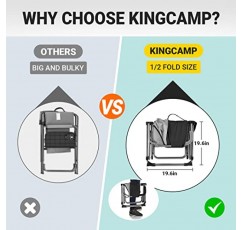 KingCamp 접이식 캠핑 의자, 외부 성인용 헤비 듀티 디렉터 시트, 야외 스포츠를 위한 사이드 테이블 통기성 메쉬 백 컴팩트 스타일이 있는 휴대용 잔디 의자