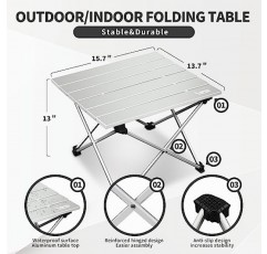 Sfee 접이식 캠핑 테이블 - 휴대용 초경량 알루미늄 캠프 테이블 피크닉 야외 하이킹을 위한 경량 컴팩트 롤업 피크닉 테이블 BBQ 캠핑 주방 낚시 해변 운반용 가방 포함