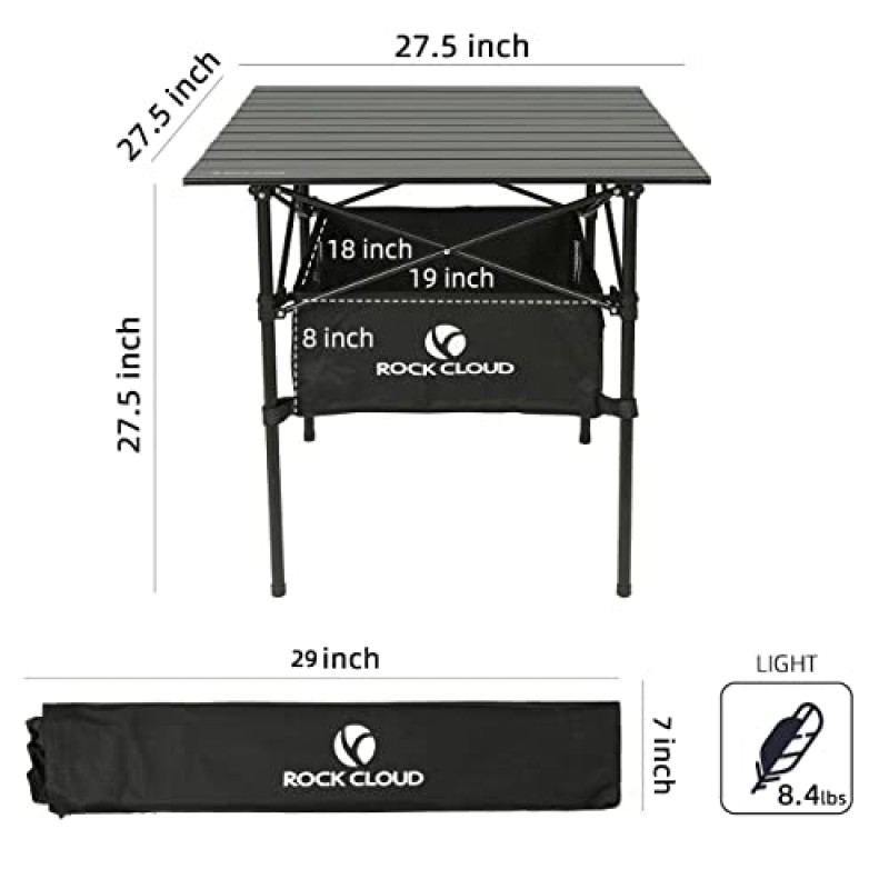 ROCK CLOUD 휴대용 캠핑 테이블 알루미늄 접이식 캠프 테이블 캠핑 하이킹 피크닉 배낭 여행용 경량 야외, 28