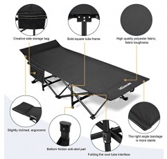 Nictemaw 캠핑 침대, 편안한 매트리스 포함 900 LBS 듀티 더블 레이어 옥스포드 야외/사무실/가정용 경량 휴대용 접이식 슬리핑 침대, 블랙