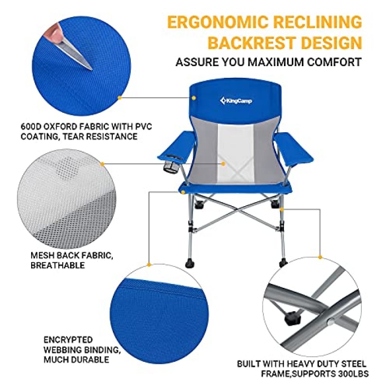 KingCamp KC2106 USVC2 캠프 의자, 표준, 블루/그레이 1팩