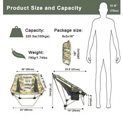 EASDRIL 초경량 접이식 캠핑 의자 - 하이킹, 배낭 여행, 피크닉, 야외 콘서트, 스포츠 이벤트용 휴대용 가방이 포함된 790g 로우 프로파일 접이식 캠프 의자