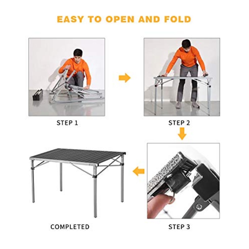 KingCamp 롤업 컴팩트 접이식 캠핑 테이블, 42.1