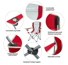 KingCamp 캠핑 의자 야외, 하이킹, 낚시, 피크닉, 캐리 백 포함 메쉬 컵 홀더가 있는 접이식 휴대용 경량 쿼드 의자