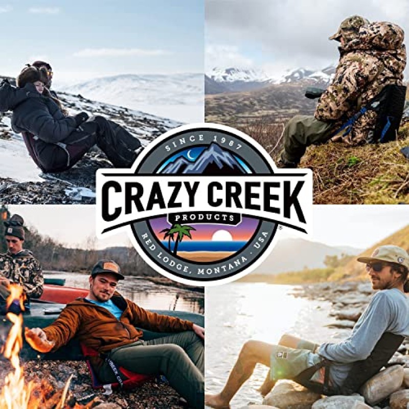 Crazy Creek 오리지널 롱백 의자, 캠핑 및 경기장용 휴대용 의자, 고밀도 폼 쿠션, 편안하고 조절 가능한 등받이, 가볍고 접이식, 블루