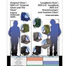 Crazy Creek 오리지널 롱백 의자, 캠핑 및 경기장용 휴대용 의자, 고밀도 폼 쿠션, 편안하고 조절 가능한 등받이, 가볍고 접이식, 블루