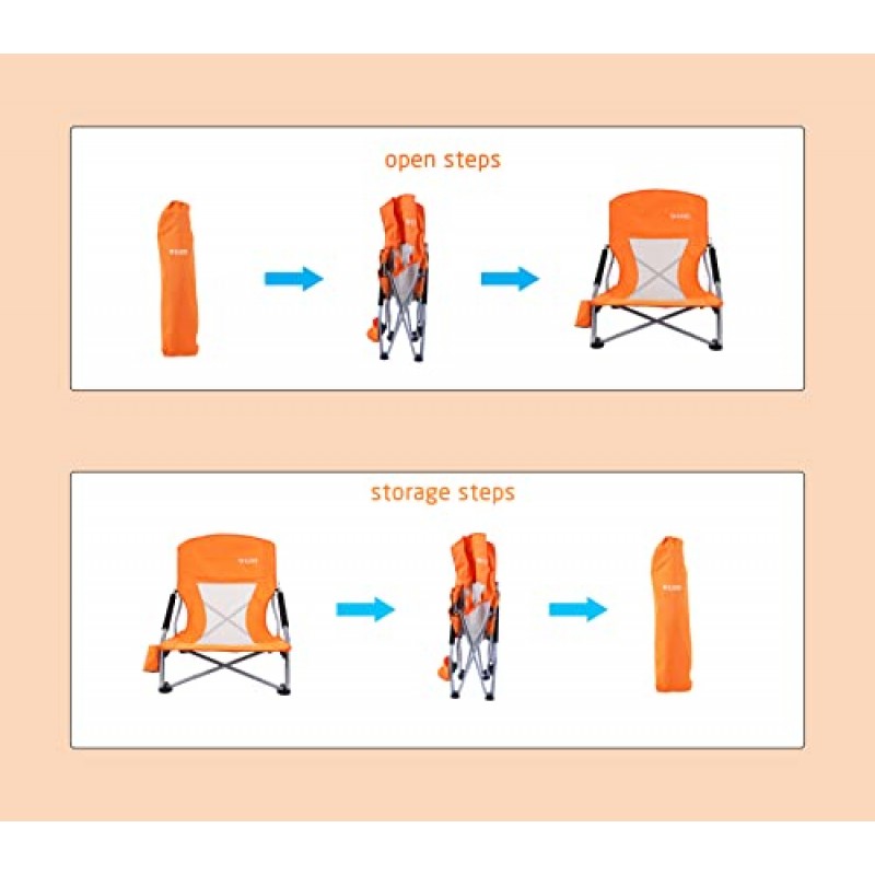 해변 의자, 해변 의자 및 우산, 접이식 해변 의자, 성인용 해변 의자, 낮은 해변 의자, 우산이 있는 접이식 의자, 캠핑 의자, Sillas De Playa(오렌지 1팩)