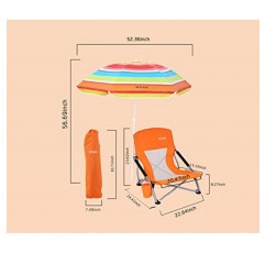 해변 의자, 해변 의자 및 우산, 접이식 해변 의자, 성인용 해변 의자, 낮은 해변 의자, 우산이 있는 접이식 의자, 캠핑 의자, Sillas De Playa(오렌지 1팩)