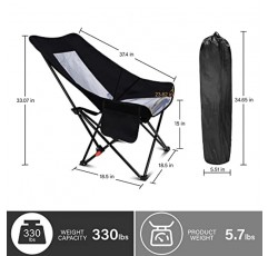 휴대용 캠핑 의자 메쉬 접이식 안락 의자, 캠핑 낚시 및 기타 야외 활동을 위한 경량 휴대용 접이식 비치 라운지, 330lbs 무게 용량(검은색)