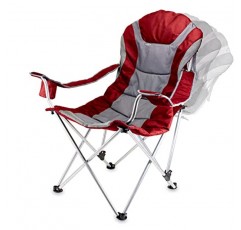 PICNIC TIME NCAA 리클라이닝 캠프 의자 - 성인용 해변 의자 - 휴대용 가방이 포함된 스포츠 의자, (진한 빨간색)