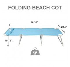 캠핑/여행/해변/하이킹/파티오용 베개 4개 접이식 안락의자 라운지 침대가 있는 올드 바하마 베이 유아용 침대, 250파운드 지원, 블루
