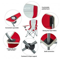 KingCamp 캠핑 의자 접이식 경량 패딩 쿼드로드 휴대용 의자, 야외, 하이킹, 낚시, 피크닉, 캐리 백용 메쉬 컵 홀더 포함