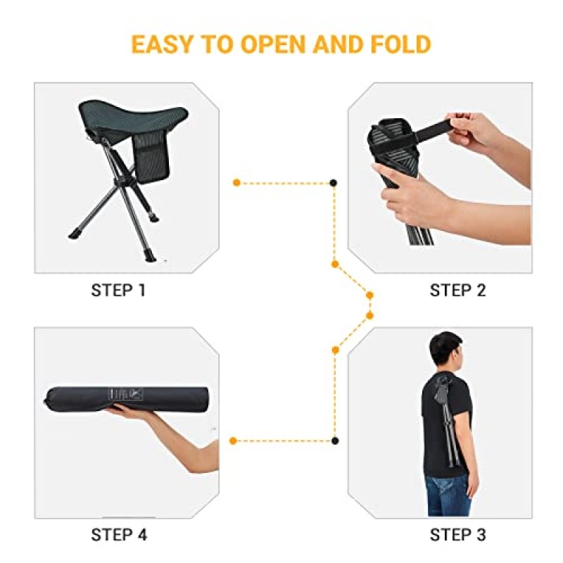 FUNDANGO 2 팩 삼각대 접이식 의자 휴대용 캠핑 삼각대 의자 배낭 캠프 의자 경량 사냥 의자 의자 좌석 발판 낚시 여행용 캐리 백 포함