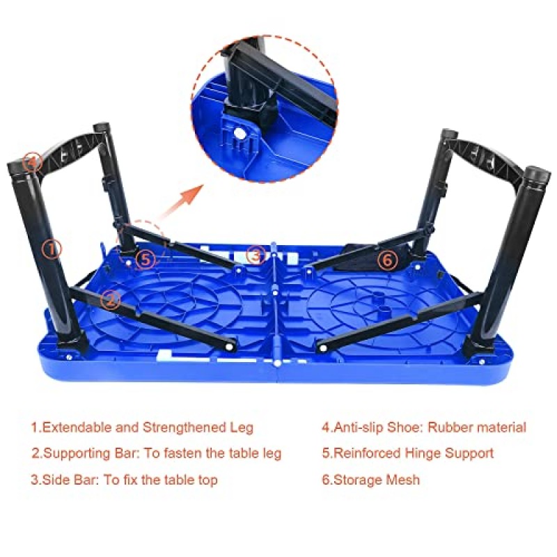Boreeman 캠프 테이블, 비치 테이블, 높이 조절 가능한 소형 접이식 테이블, 휴대용 테이블, RV 테이블, 피크닉 테이블, 무릎 테이블, 식사 및 노트북용 침대 트레이(블루)로도 적합