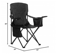 아마존 베이직 휴대용 접이식 캠핑 의자, 4캔 쿨러, 사이드 포켓, 컵 홀더, 휴대용 가방 포함