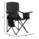 아마존 베이직 휴대용 접이식 캠핑 의자, 4캔 쿨러, 사이드 포켓, 컵 홀더, 휴대용 가방 포함